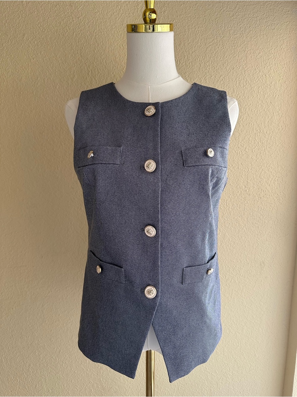 Joie Ivory Lined Chambray Vest